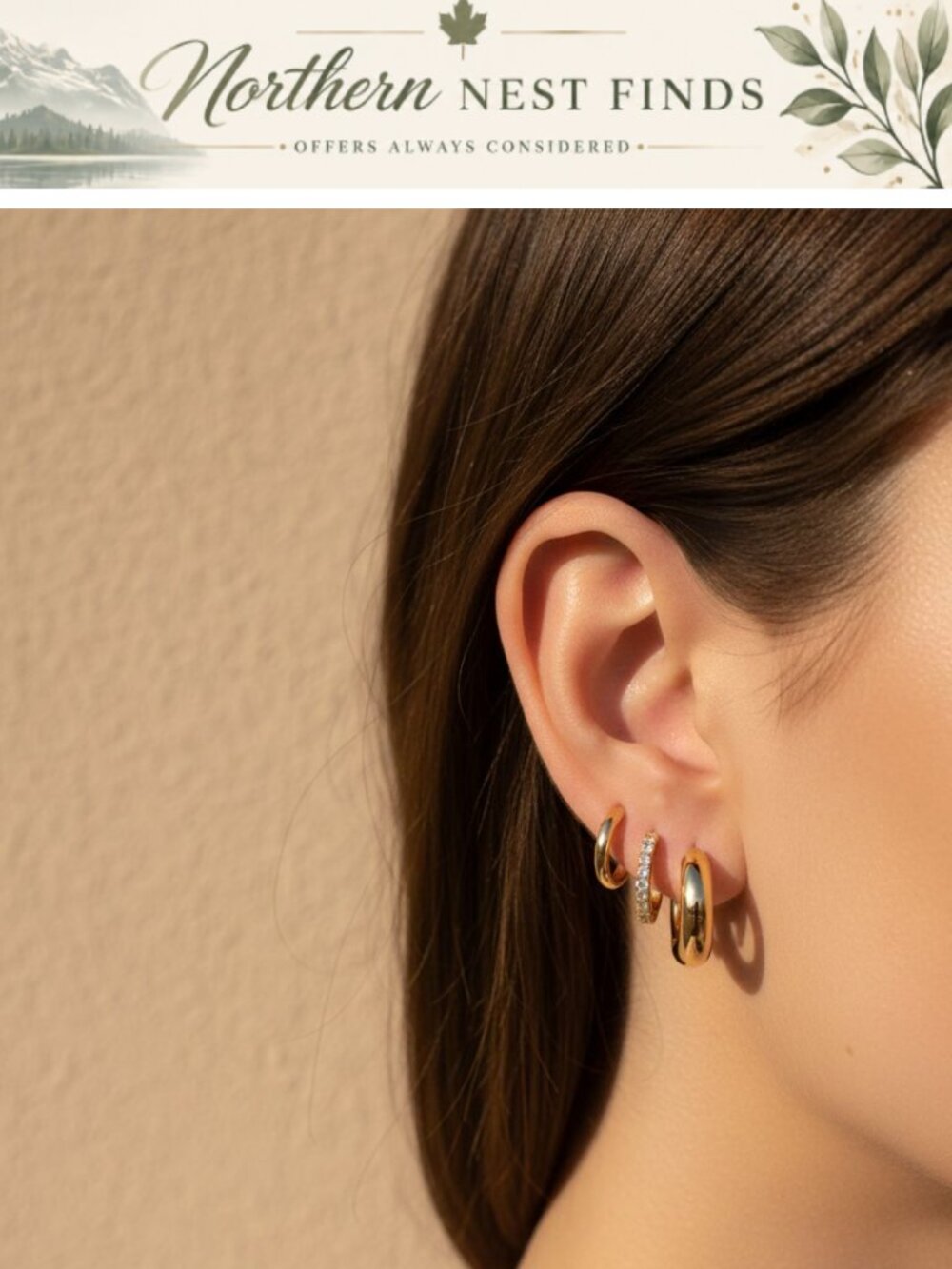 Small Gold Hoop Earrings Set 3 Pairs Multiple Piercing Huggie